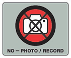 This icon indicates that photography, recording, sharing, remixing, and or any derivative of work material are prohibited.