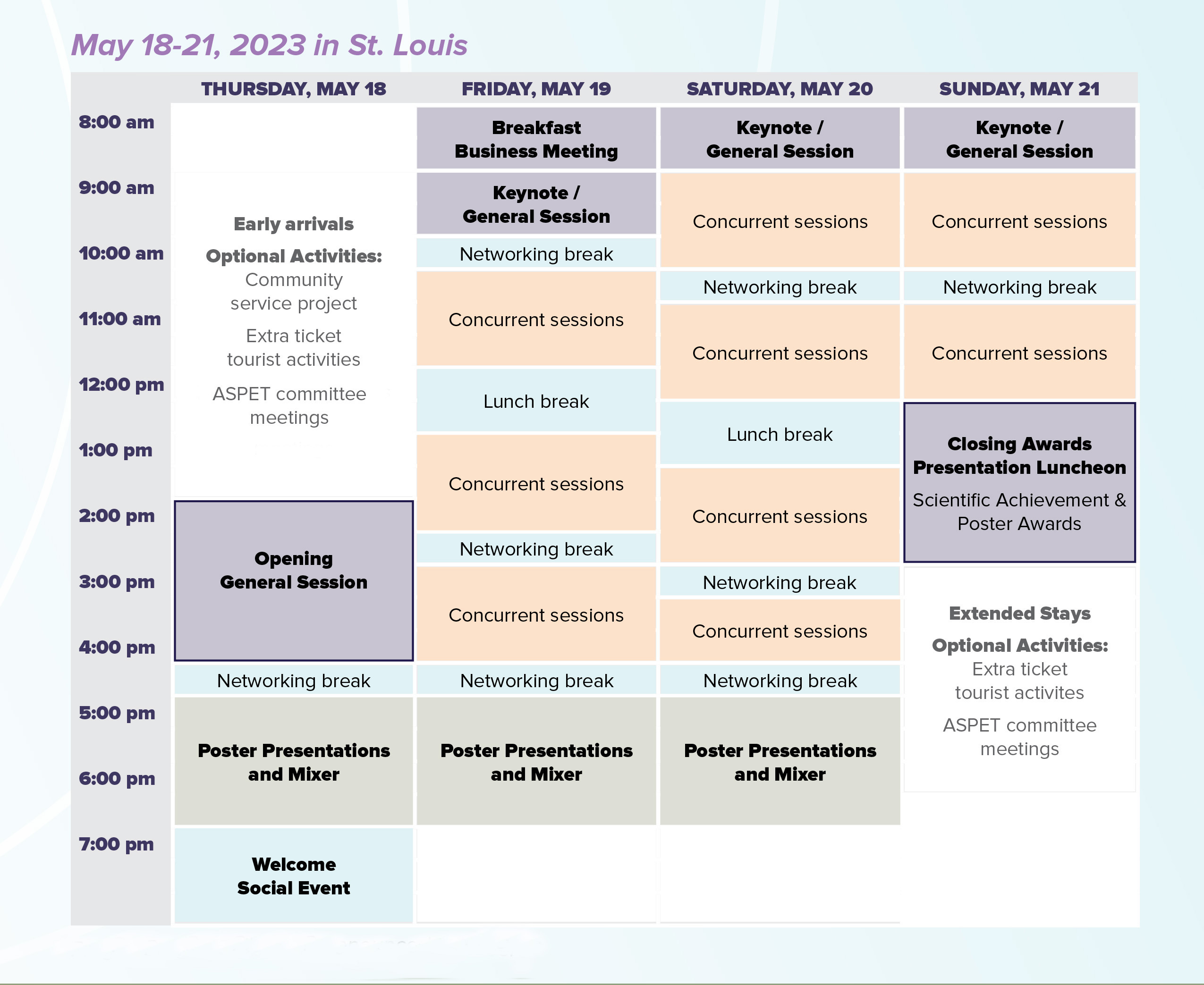 Schedule at a Glance